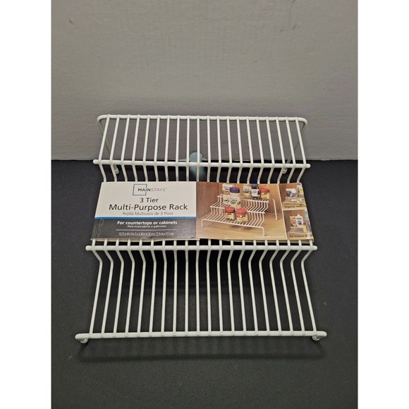 Mainstays White 3-Step Pantry Organizer 10.25"×4.5"×9" Countertop Rust-Resist - Picture 1 of 5